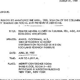 Announcements, 1980-03-27. ...