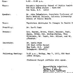 Minutes, 1973-04-06. Social...