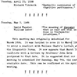 Announcements, 1968-04-23. ...