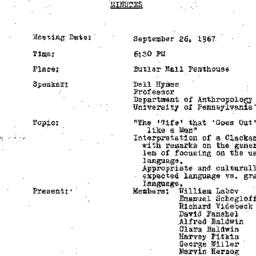 Minutes, 1967-09-26. The Us...