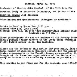 Announcements, 1977-04-19. ...