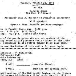Announcements, 1974-10-02. ...