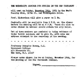 Announcements, 1971-11-19. ...