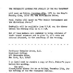 Announcements, 1971-12-17. ...