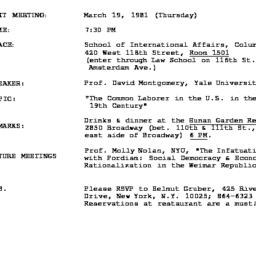 Announcements, 1981-03-19. ...