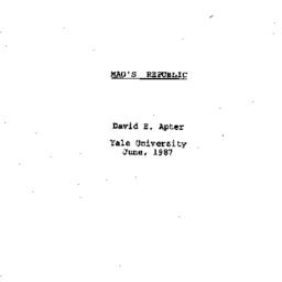 Speaker's paper, 1987-1...