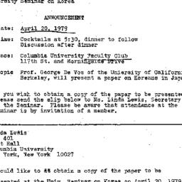 Announcements, 1979-04-20. ...