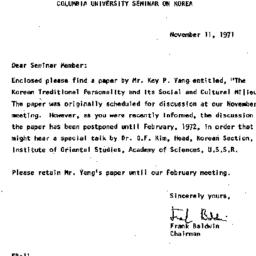 Announcements, 1971-11-11. ...