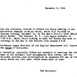 Announcements, 1964-12-09. ...