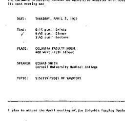 Announcements, 1979-04-05. ...
