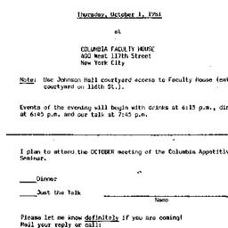 Announcements, 1981-10-01. ...
