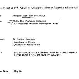 Announcements, 1973-04-12. ...