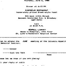 Announcements, 1985-06-06. ...