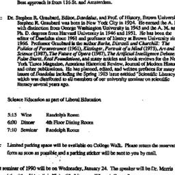 Announcements, 1989-11-09. ...