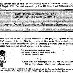 Announcements, 1994-01-02. ...