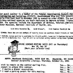 Announcements, 1993-10-08. ...
