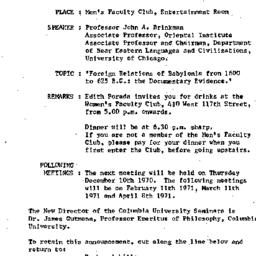Announcements, 1970-11-12. ...