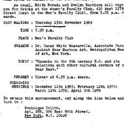 Announcements, 1969-11-13. ...
