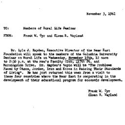 Announcements, 1961-11-03. ...