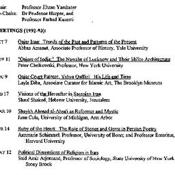 Schedules, Iranian Studies,...