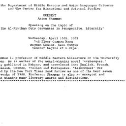 Announcements, 2001-04-25. ...