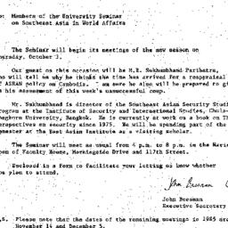 Announcements, 1985-09-10. ...