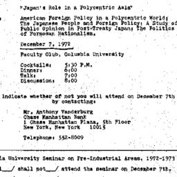 Announcements, 1972-12-07. ...