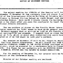 Announcements, 1985-11-01. ...