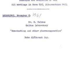 Announcements, 1961-11-08. ...