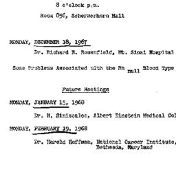 Announcements, 1967-12-18. ...