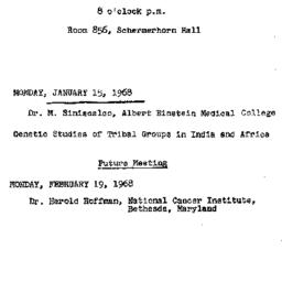 Announcements, 1968-01-15. ...