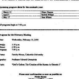 Announcements, 2000-02-16. ...