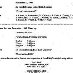 Announcements, 1995-11-15. ...