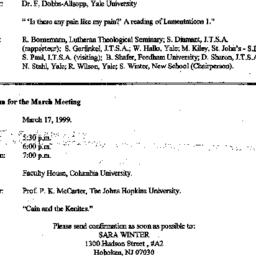 Announcements, 1999-03-17. ...