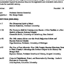Schedules. Slavic History a...