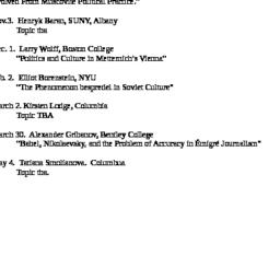 Schedules. Slavic History a...