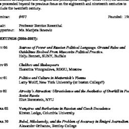 Schedules. Slavic History a...