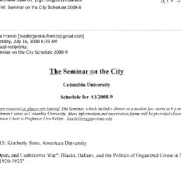 Schedules. The City, semina...