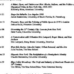Schedules. The City, semina...