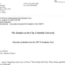 Schedules. The City, semina...