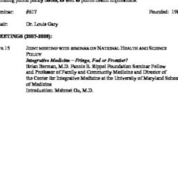 Schedules. Cancer, seminar ...