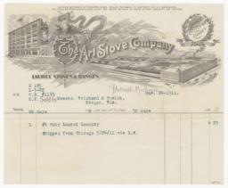Art Stove Company. Bill - Recto