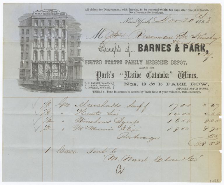 Barnes & Park. Bill - Recto